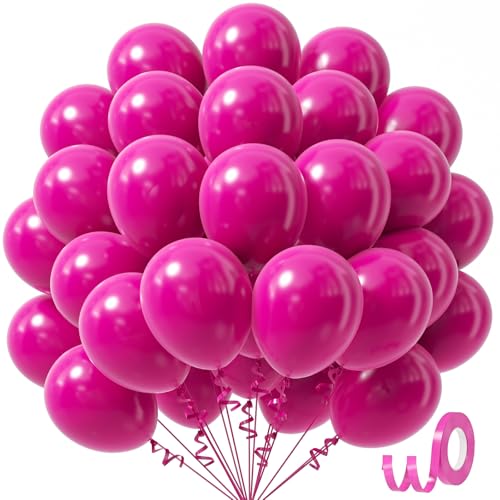 Image of Hot Pink Balloons 12 inch, Hot Pink Latex 50pcs Party Balloons
