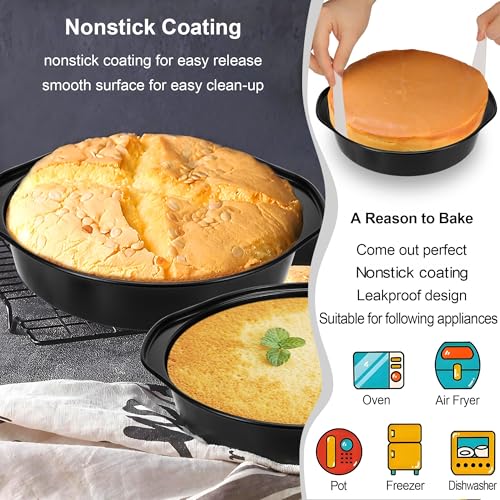 8 Inch Cake Pan, Nonstick 4 Pack Round Cake Pans with 100 Parchment Paper - Image 4