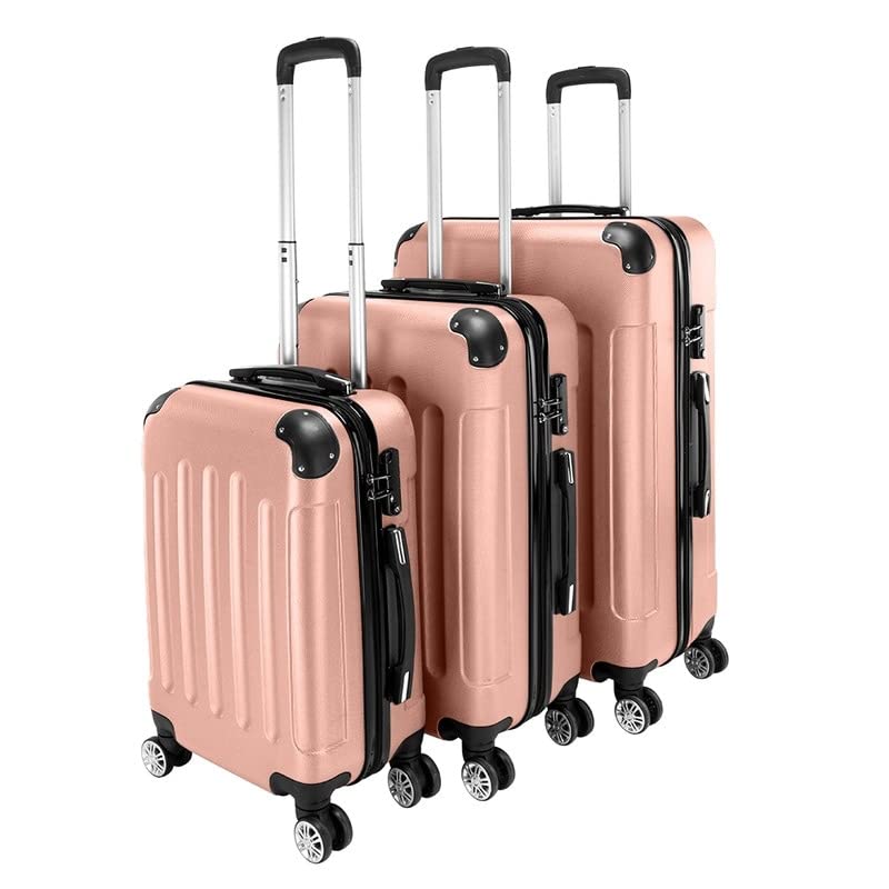 Overstock 3-in-1 Portable ABS Trolley Case Suitcase Luggage Set 20" / 24" / 28" Orange2