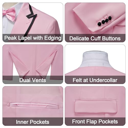 MAGE MALE Mens Blazer Slim Fit Suit Jacket Peak Lapel Tuxedo Lightweight One Button Sport Coat with Bow Tie3
