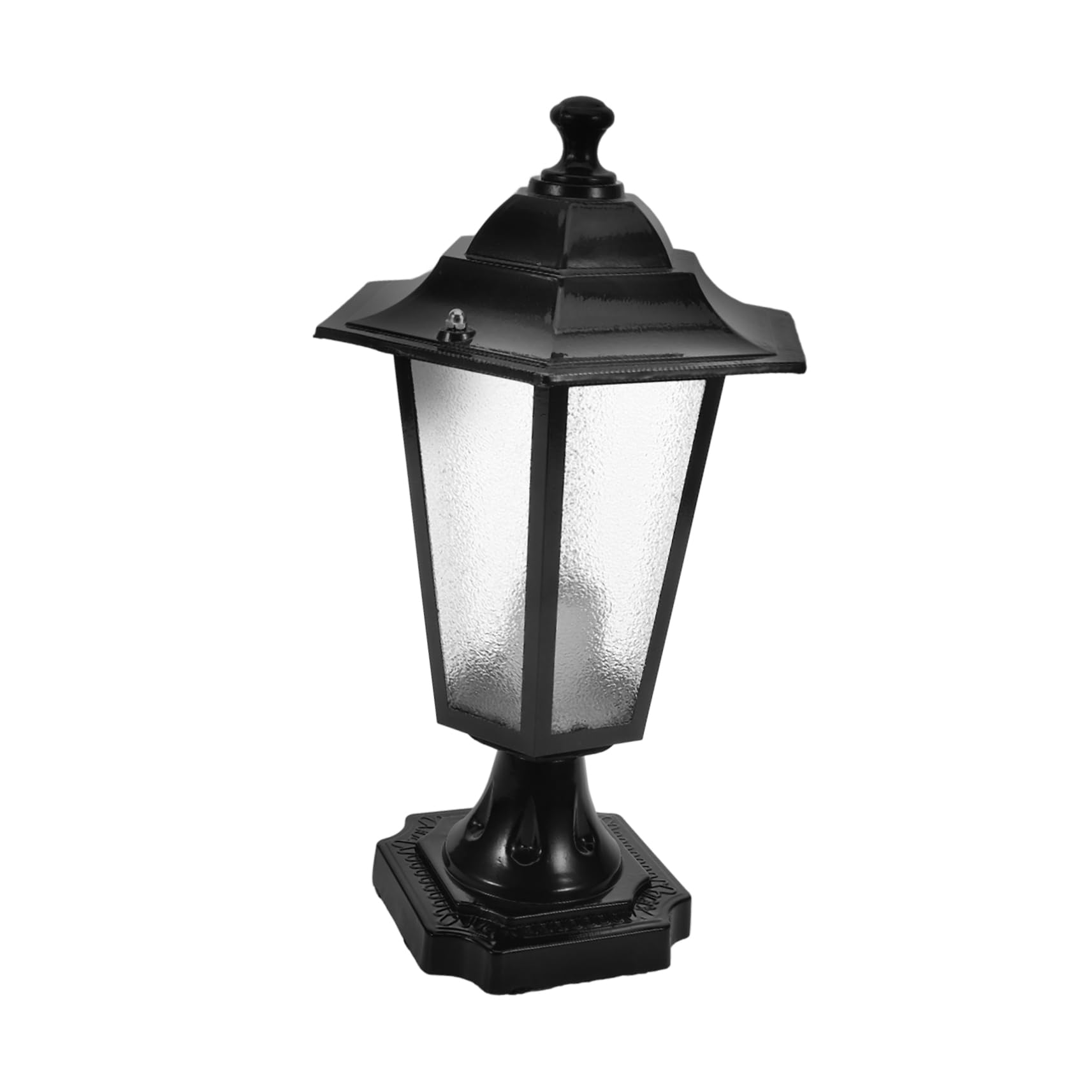 ORFOFE Lampione Da Esterno a Colonna in Metallo e, Lanterna Decorativa Da Giardino a Sei Lati Stile Europeo, Lampada Da Palo Compatta Per Cortile e Ingresso