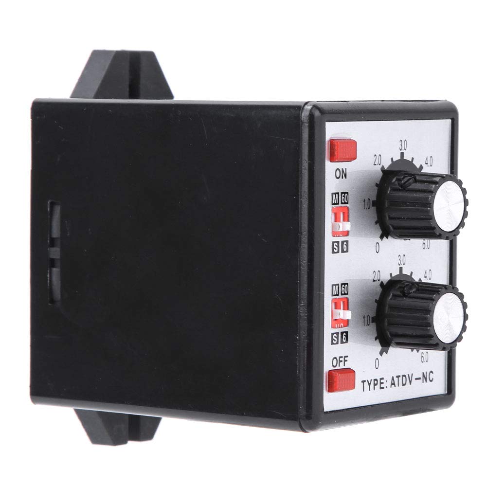 Oumefar AC 220V On Off Twin Timer Relay Knob Control Timer Switch High Precision On Off Timer Relay ATDV-NC Timer Relay Switch for Circuits Knob Control Relay