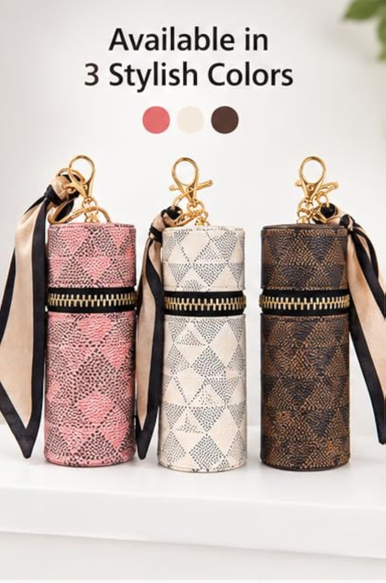 Mini Leather Keychain Coin Pouch, Round Zipper Bag