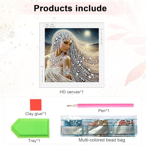 Image of AiYuanzsh 5D Special Shaped Diamond Painting Kit - Beautiful Goddess Queen Design, Unique Crystal Rhinestone Diamond Art Set for Beginners and Adults, Perfect for Home Wall Decor and Holiday Gifts