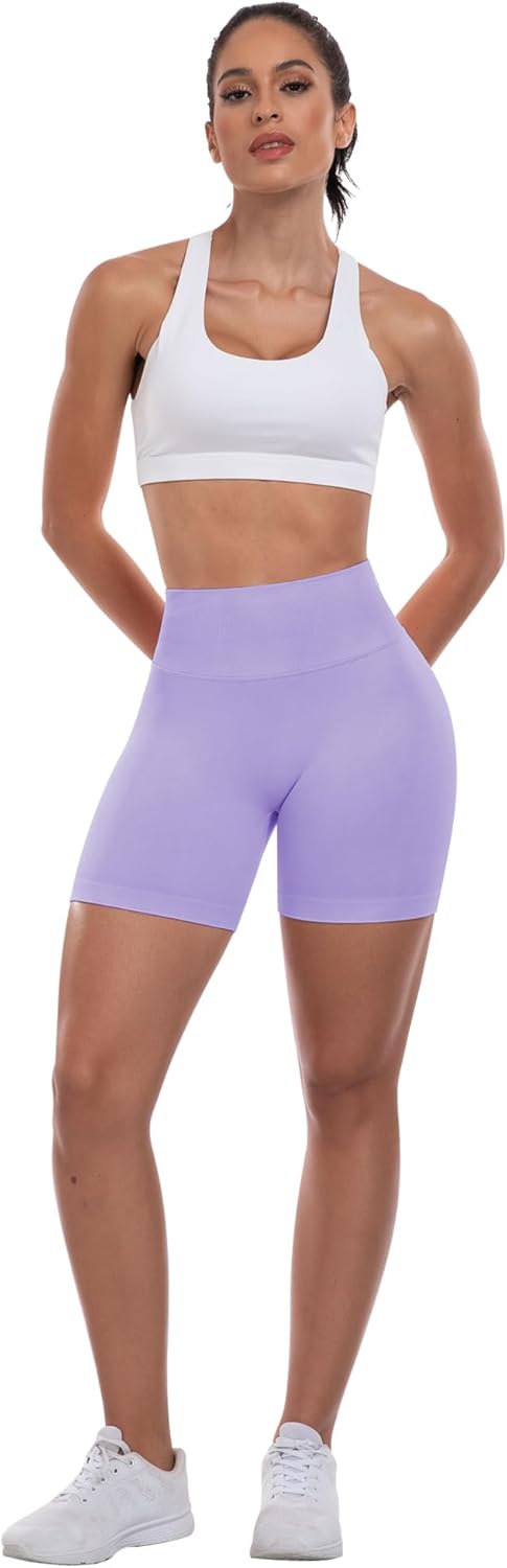 ATHVOTAR Workout Gym Shorts Women, High Waisted Seamless Butt Lifting Scrunch Butt Sports Shorts - Image 2