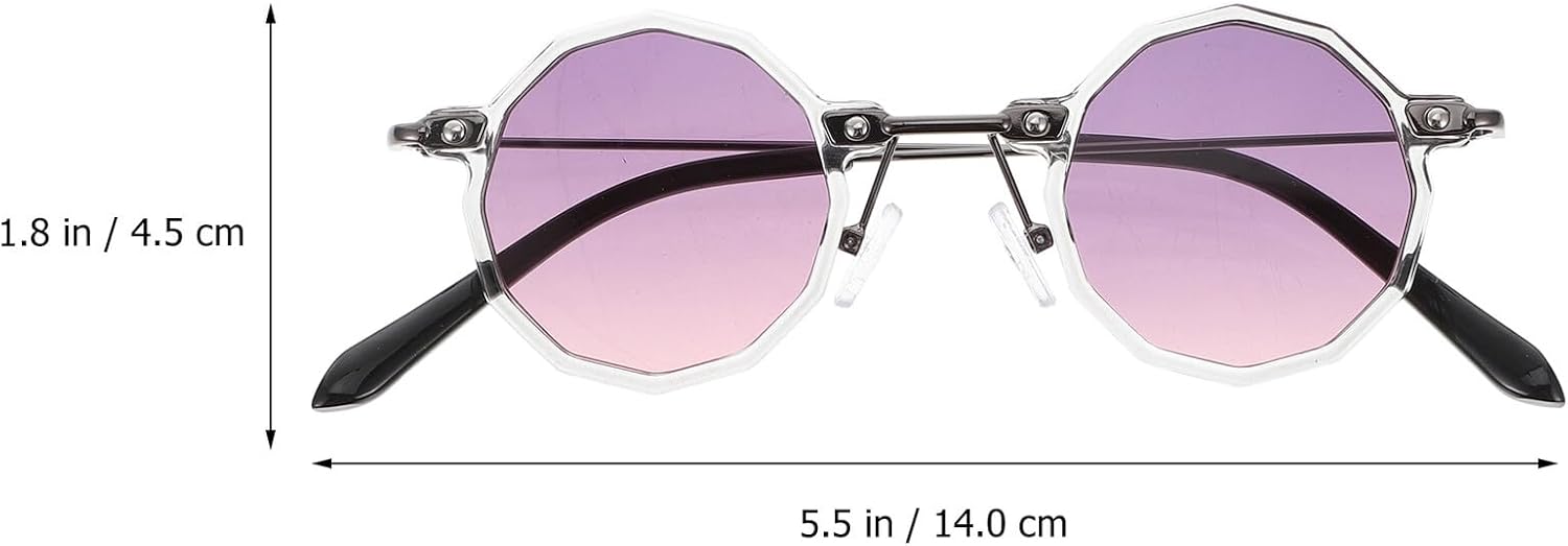 Vintage round Frame Sunglasses Women Men Hip Hop Eyewear Party Glasses Gray Frame Purple Gray Lens Decorative Fashion Eyeglasses for Outdoor Use