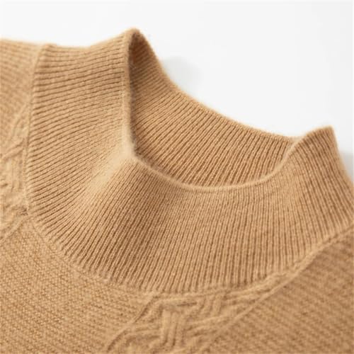 Men Pullover Classic Cashmere Sweater Winter Half High Collar Long Sleeve Warm Knitted Jumper Men's Sweaters3
