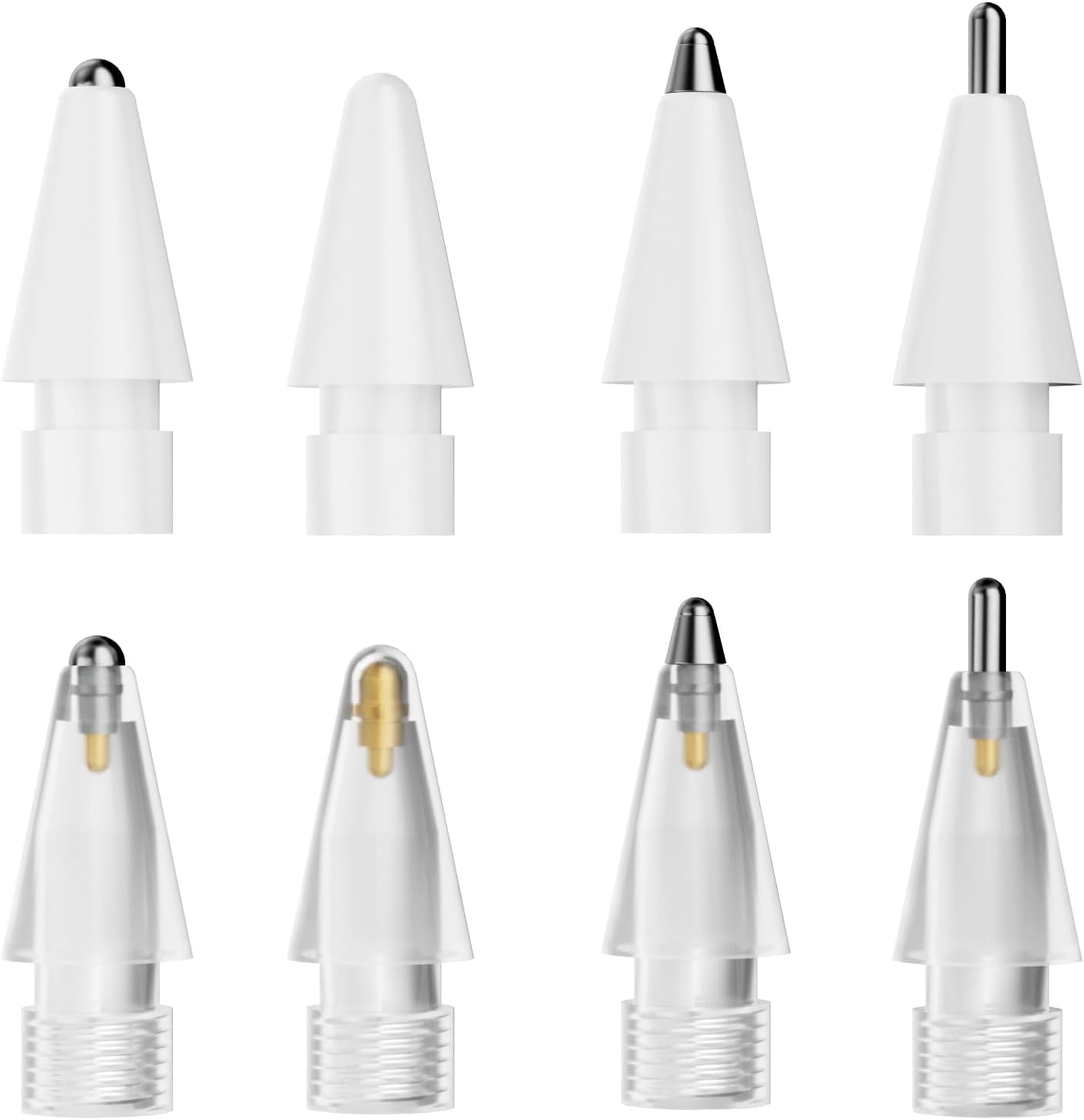 GAYA [8 Pack] Apple Pencil Tips,Replacement Tips for Apple Pencil 2nd Generation,Apple Pencil 1st Generation Spare Nib for ipad Pen/Stylus Pen,Apple Pencil 2/1,Plastic &Metal Apple Tips