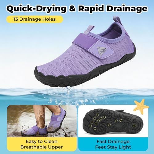 Image of Mishansha Kids Water Shoes Quick-Dry Wide Toe Box Non-Slip Barefoot Shoes Beach Pool Swim Shoes