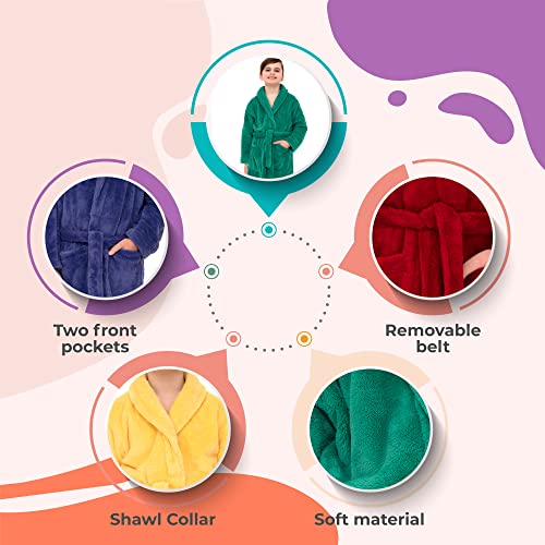 TowelSelections Boys Robe, Kids Plush Shawl Fleece Bathrobe4