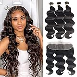Alidiamond Brazilian Human Hair 8A Body Wave Bundles with Frontal(22 24 26+20 Inch), 13×4 Lace...
