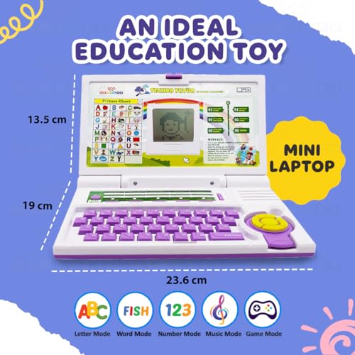 Image of Wembley Laptop Computer Educational Kids Toys for 2 - 5 Years Boy | 20 Fun Activity Learning Toy for 2 3 4 5 Years Boys and Girls Now Learn Letter, Words, Mathematics, Games, Music, Logic, Memory Tool
