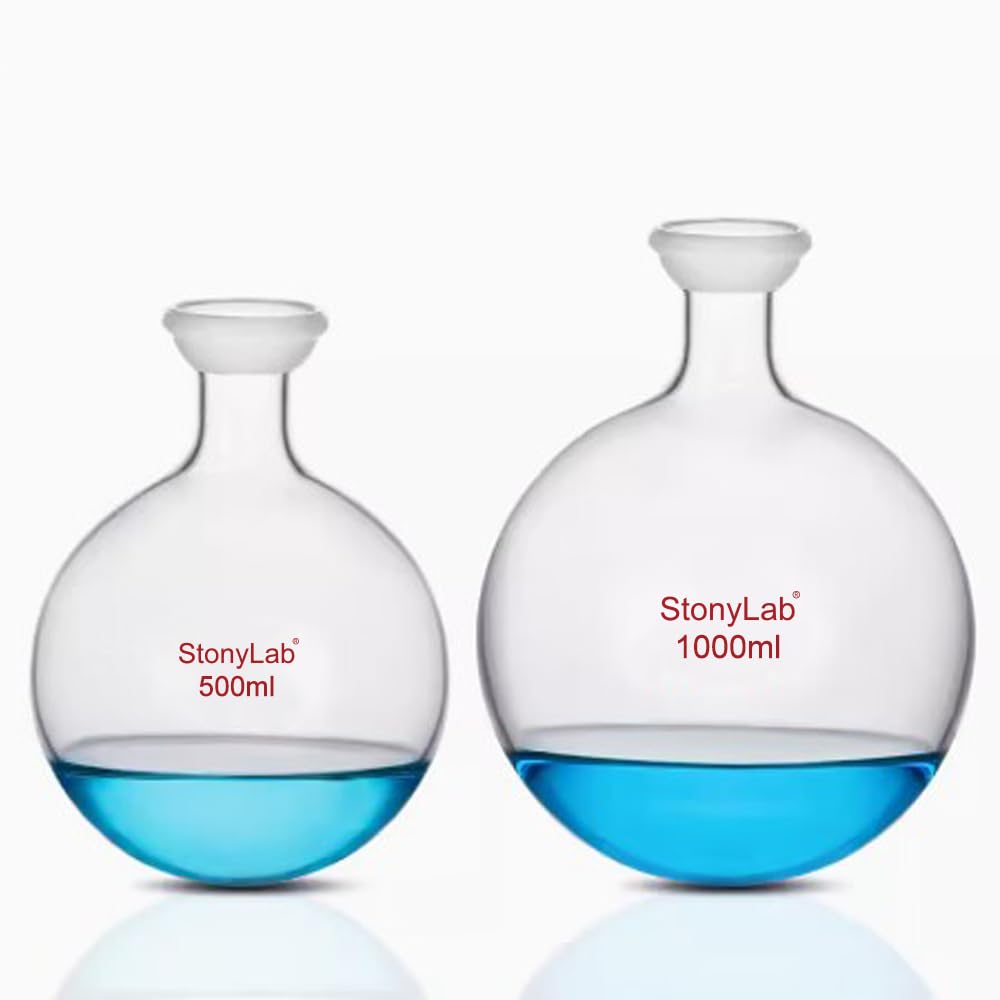stonylab Joint Sphérique Fond Rond Fiole de Réception, Flacon de Réception d’Évaporateur Rotatif en Verre Borosilicaté avec 35/20 Ground Joint, 2000 ml (2 L)