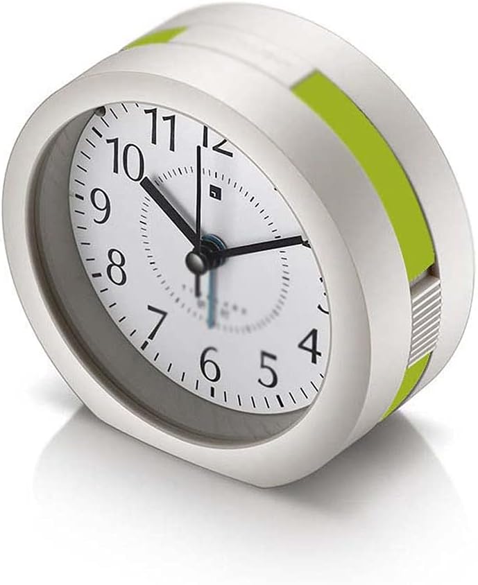 Desk Alarm Clock Mute-Clock Bedside Fashion Minimalist Metal Bedroom Small Clock Desktop Decoration(Gray)