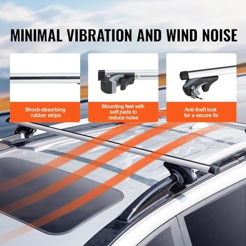 Barra transversal de aluminio ajustable para baca de coche con carga de 200 libras 6