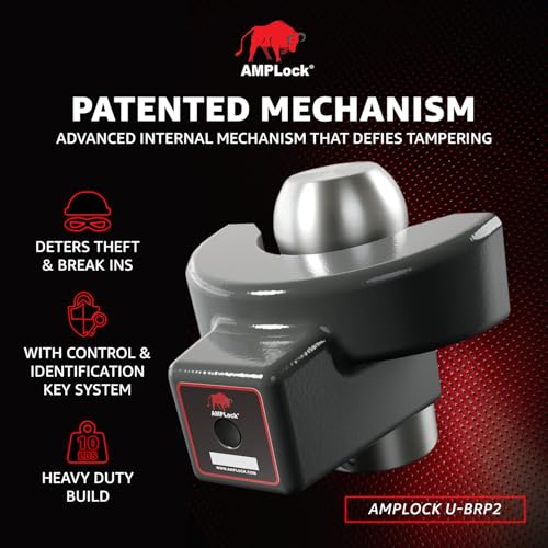 Image of U-BRP2 2 inch, Heavy Duty Trailer Lock for 2 inch Coupler, RV Camper Hitch Lock, Receiver Hitch Accessories, Fast Push System, Rust Resistant Finish, Long Term Outdoor Use