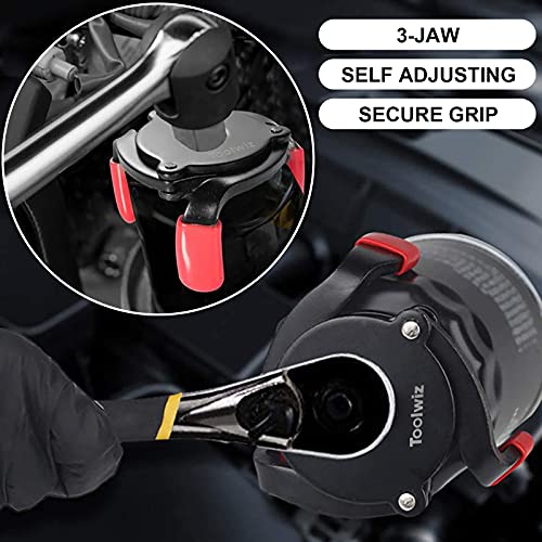 Toolwiz Universal Oil Filter Wrench 3 Jaw Adjustable Oil Filter Removal Tool For Removing Oil Filters From Diameters 2-3/8 To 3-7/8 Inch thumb #1