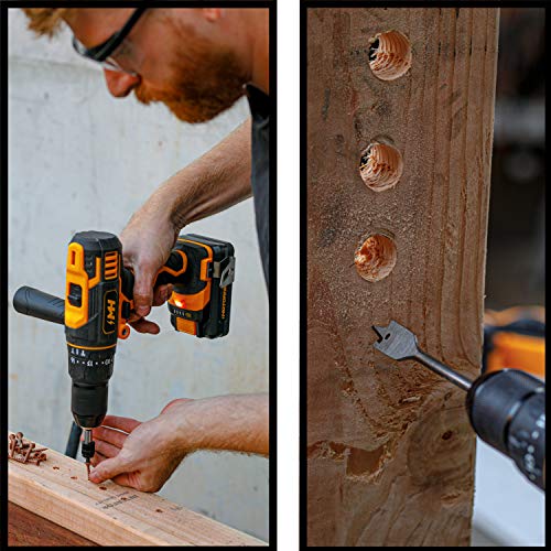 Motorhead 20V Ultra Cordless Hammer Drill Driver, Lithium-Ion, ½” Ratcheting Keyless Chuck, 16+1+1 Clutch, 2-Speed Transmission, Variable Speed Trigger, Built-In Led, 2Ah Battery, Charger, Usa-Based #TOP6