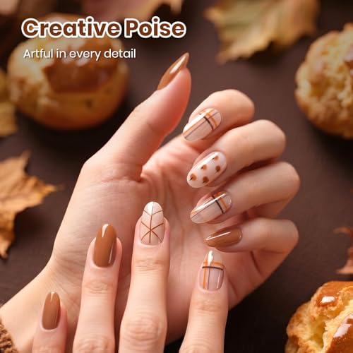 Image of Beetles Brown Gel Nail Polish - Caramel Puff 15ml Warm Nude Brown Nail Color Polish for Fall Manicure, High Gloss Autumn Nail Art Soak Off UV LED Gel for Women, Home DIY & Salon Use
