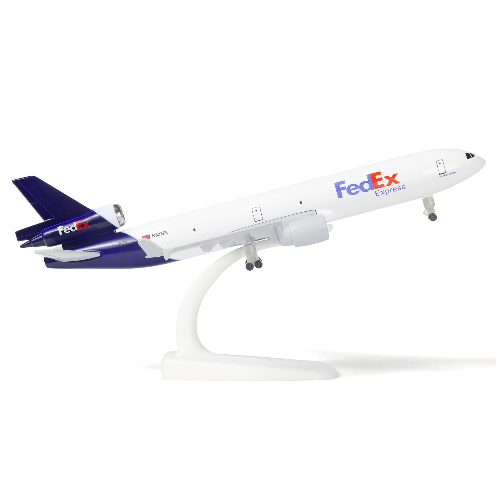 1/300 MD-11 - Modellino di aereo in metallo pressofuso per FedEx con supporto (21,1 cm L), modello di aereo cargo per adulti, giocattoli di aerei, regali o collezioni di aviazione