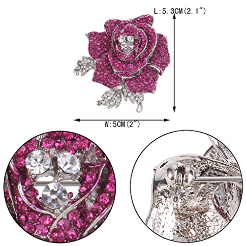 Image of EVER FAITH Women's Austrian Crystal Blooming Beautiful Rose Flower Brooch