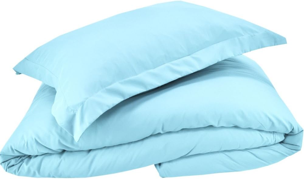 Mezzati Luxury Duvet Cover 3 Piece Set – Soft and Comfortable 1800 Prestige Collection – Brushed Microfiber Bedding (Light Blue, Queen Size)