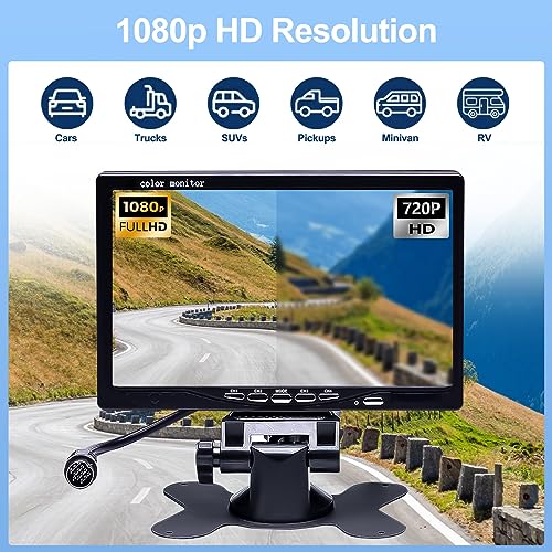 CAMECHO Reversing Camera kit 4 Split Screen 7" LCD Monitor Dual Front Rear View Camera 18 IR Night Vision Waterproof Aviation 4 Pins Connector For Trucks RV Trailer Bus 12V 24V Parking Assistance - Image 3