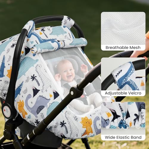 Image of Elstey Car Seat Cover Baby Boys & Girls, 3D Minky Dot Infant Carseat Canopy