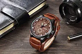 Relógio Masculino De Luxo Curren 8225 Quartz Original Couro