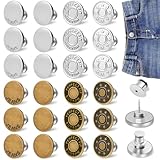 24 Jeans Knöpfe Ohne Nähen, 8 Stile 17 mm Sofort Verstellbarer Ersatz-Knopf Pins für Hosenbund Enger Machen, Wiederverwendbar DIY Hosenknöpfe Jeansknopf für Jeansreparatur & Größenanpassung