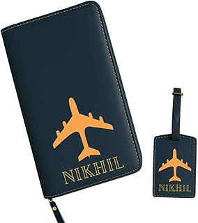 nutcase Customized Passport Pouch with Luggage Tag Set, Blue Faux Leather,Airplane Design, Multiple Card Slots-picture-44