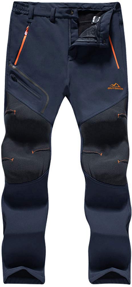 TACVASEN Men's Outdoor Winter Trousers Fleece Softshell Trousers Water-Resistant Hiking Trousers with Zip Pockets — view 11