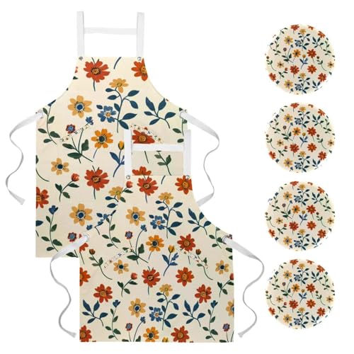 Tabliers de cuisine anti-taches protégez vos vêtements efficacement lot de 2 floral