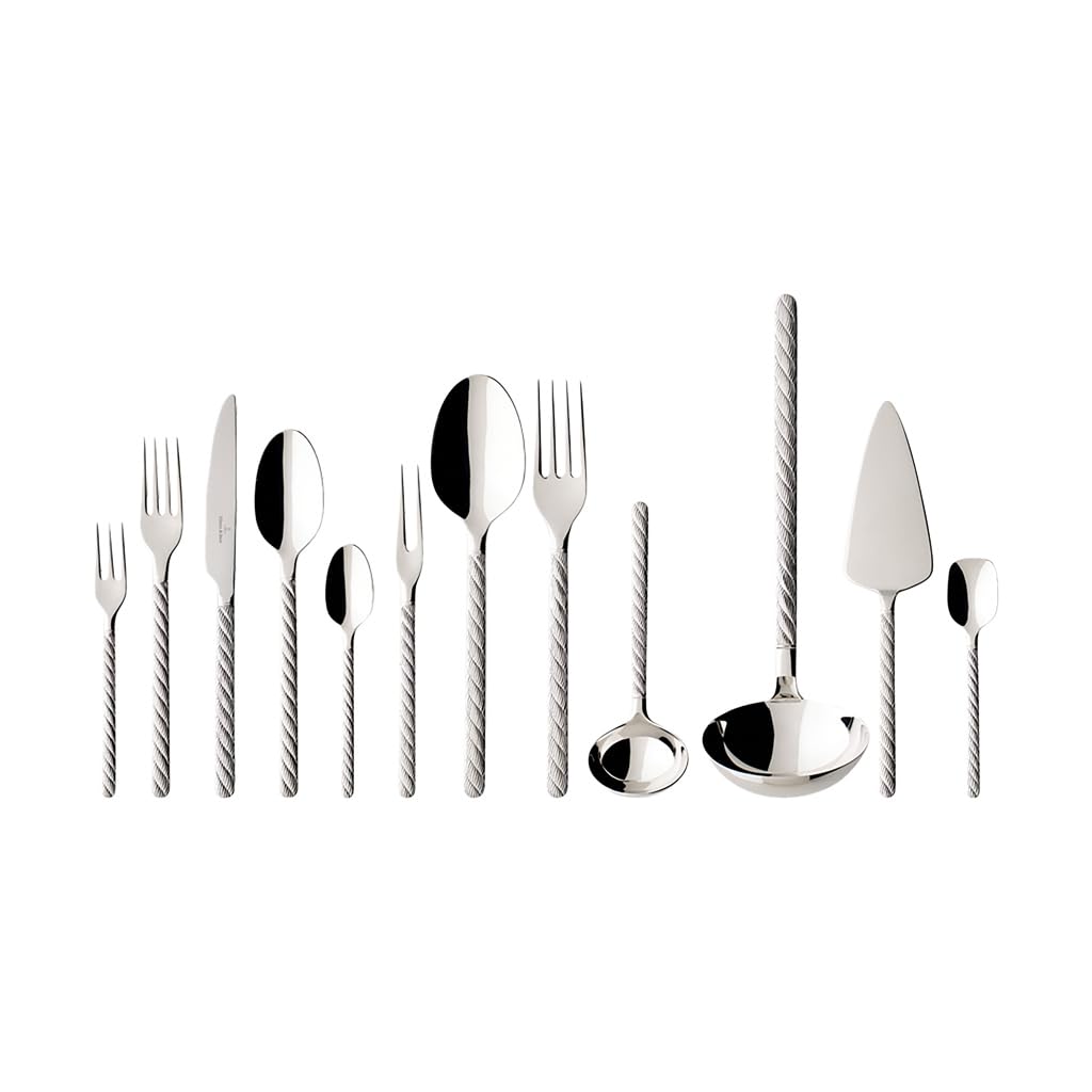 Villeroy & Boch - Montauk Besteckset 70-teilig Silber, Spülmaschinenfest, Besteck Set für 12 Personen, Besteckset Platin, Besteck, Edelstahl