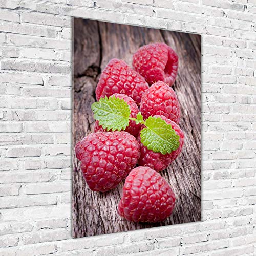 Image sur Verre Acrylique 70x100 - Déco Mural Rouge Framboises Tulup