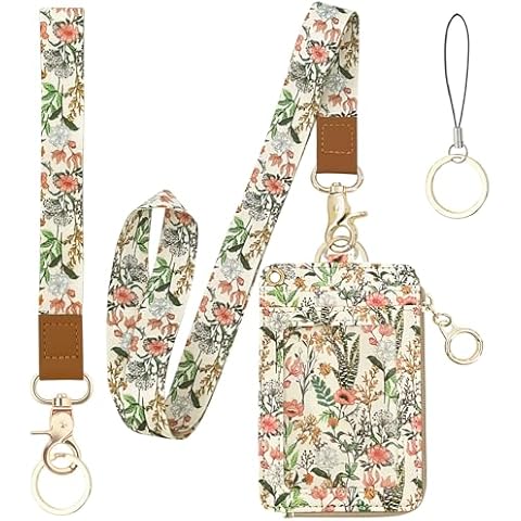 bolimoss Floral Lanyard with ID Holder Cover