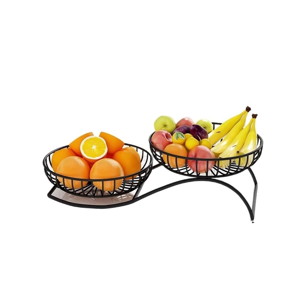 FZL02068LM Fruit Bowl Fruit Bowl Large Basket, Keeps Fruits or Vegetables Fresh, Countertop Metal Bowls Versatile(Black)