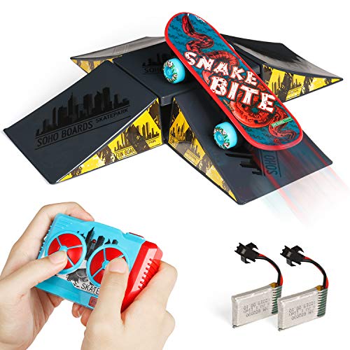 Remote Control Car, Novelty Design Remote Control Skateboard Toy with 4-Sided Pyramid Skateboard Kit, RC Car Xmas Gifts for Kids with Rechargeable Batteries for Boys and Girls Age 8+