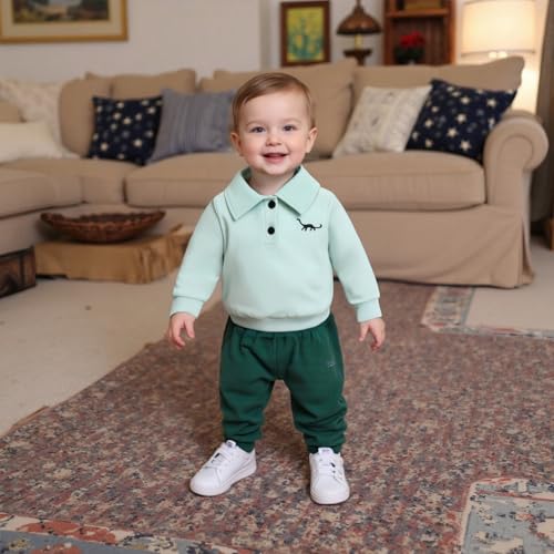 luethbiezx Toddler Baby Boys Long Sleeve Shirt Lapel Collar Dinosaur Embroidery Button Down Pullover Sweatshirt Top3