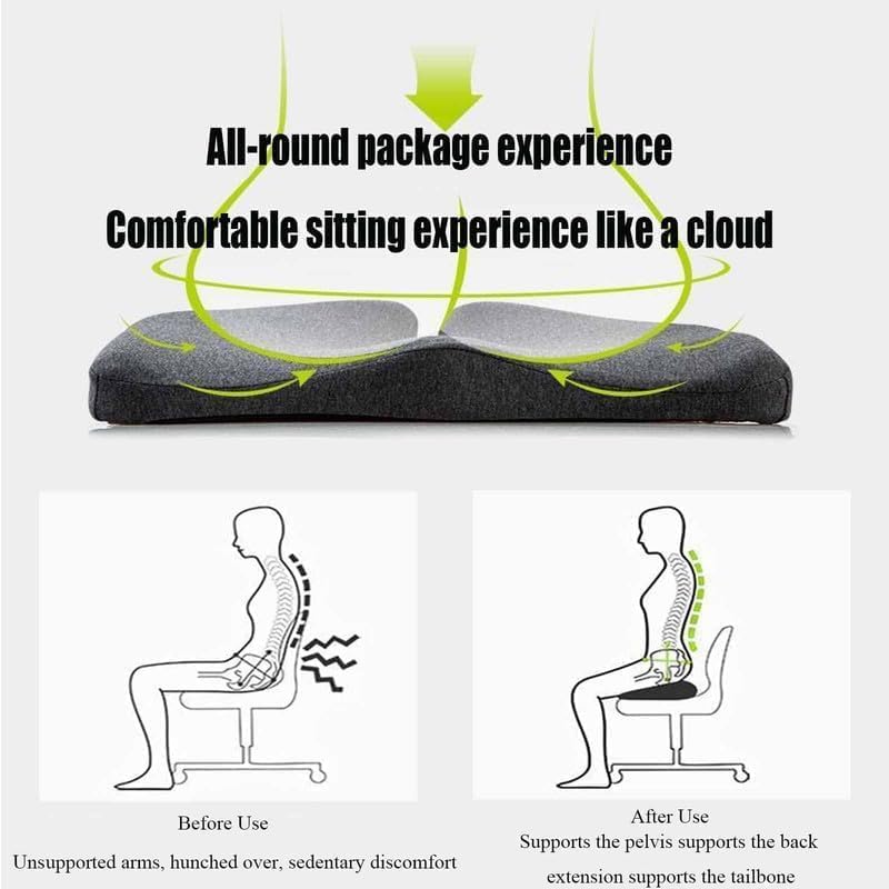 Nordic Comfort Seat Cushion,Nordic Comforts Seat & Lumbar Cushion,Ergonomic Memory Foam Seat Cushion for Office, Car, Airplane, Bleacher, for Long Sitting Office Workers Drivers (Dark Grey)