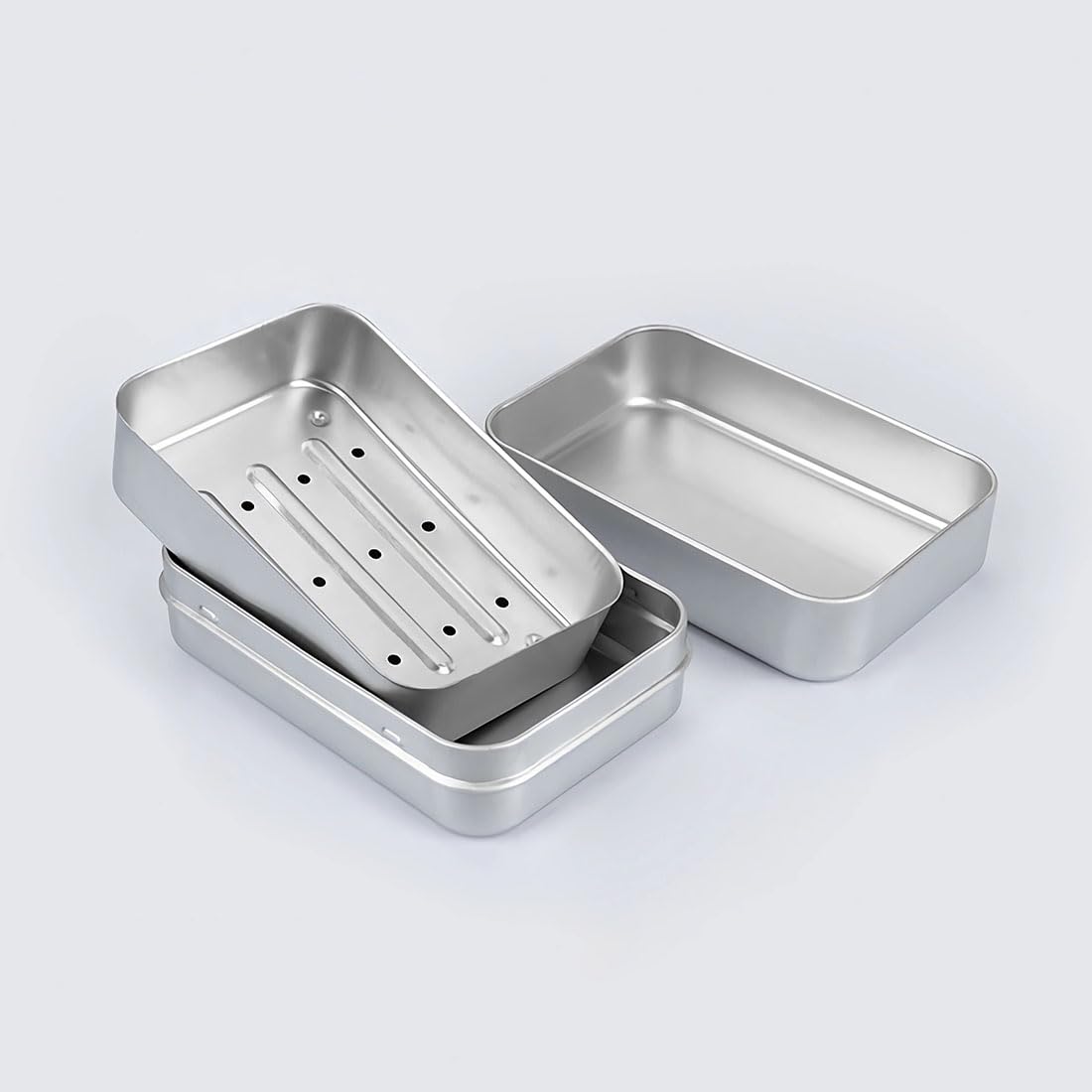 Aluminiowy słoik cynowy, 3 sztuki aluminiowych pojemników na mydło, pojemników podróżnych, stojaków do przechowywania, skrzynek ociekowych z pokrywką, przenośnych