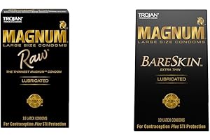 Trojan Condom Magnum RAW Large 10 Count & Magnum Bareskin Large 10 Count Condoms
