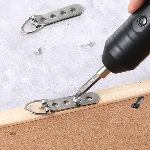 Image of 6 PCS Super Heavy Duty Extra Large Strap Hanger D-Ring Hanger with 24pcs Screws Sliver Picture D Ring Hangers Stainless Steel Picture Frame Hangers Mirror Hanging Hardware for Hanging Pictures