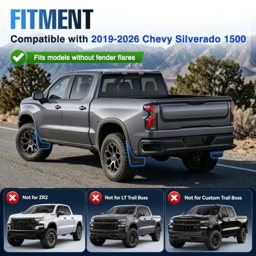 Image of Nilight Mud Flaps Splash Guards for Chevrolet Silverado 1500 2019-2026