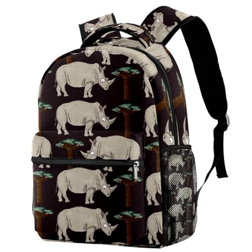 Sac à dos école rhinocéros multicolore 29.4x20x40cm