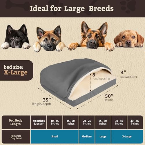 Image of Snoozer Rectangle Cozy Cave Dog Bed, Hooded Dog Bed, Anthracite (XL)