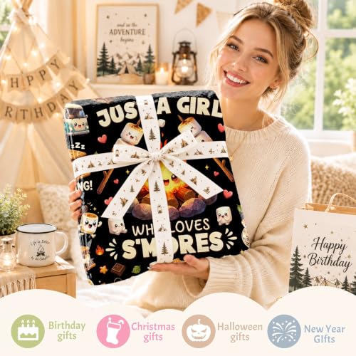 Just a Girl Who Loves S'mores Blanket,Marshmallow Blanket,Camping Blankets - image 6