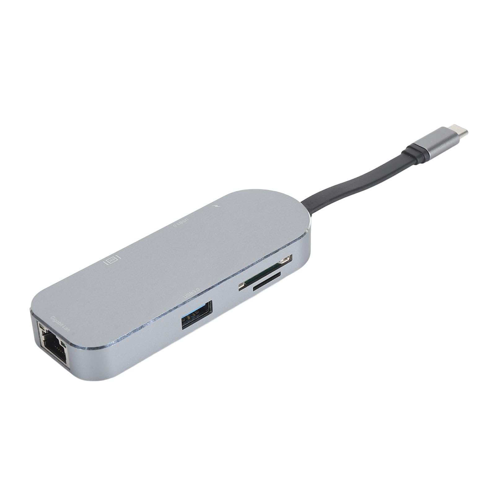 Docking station 7 in 1 con hub Type-C, docking station USB-C con display 4K HD, RJ45, doppia porta USB 3.0, ricarica PD, slot per schede SD e microSD, compatibile con, (Argento)
