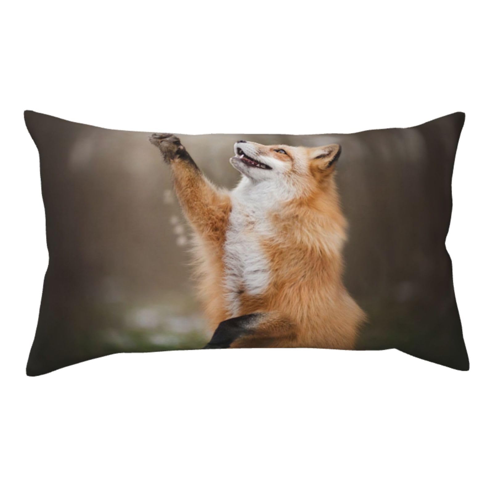 WSHFFILO Animal Fox Pattern printed Pillow Case 20x36in Corduroy Throw Pillow Cover