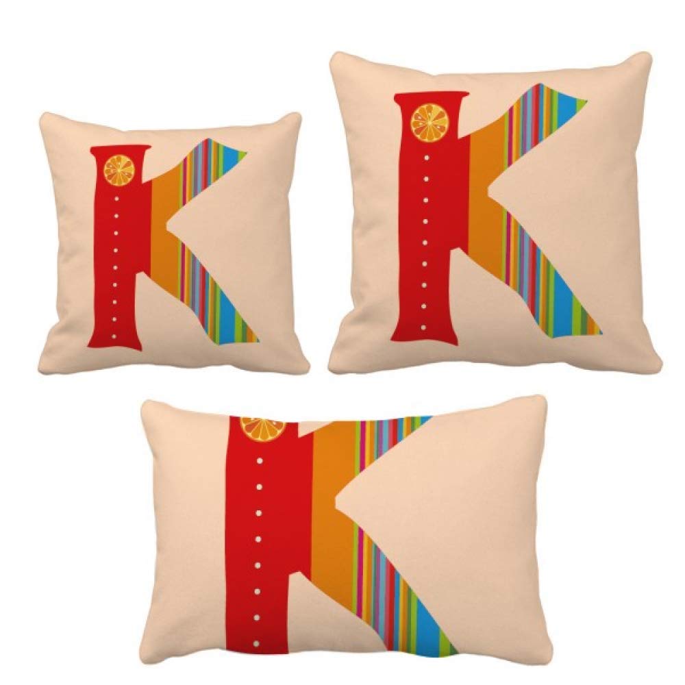 Coussin alphabet orange lettre K decoration maison lit canape